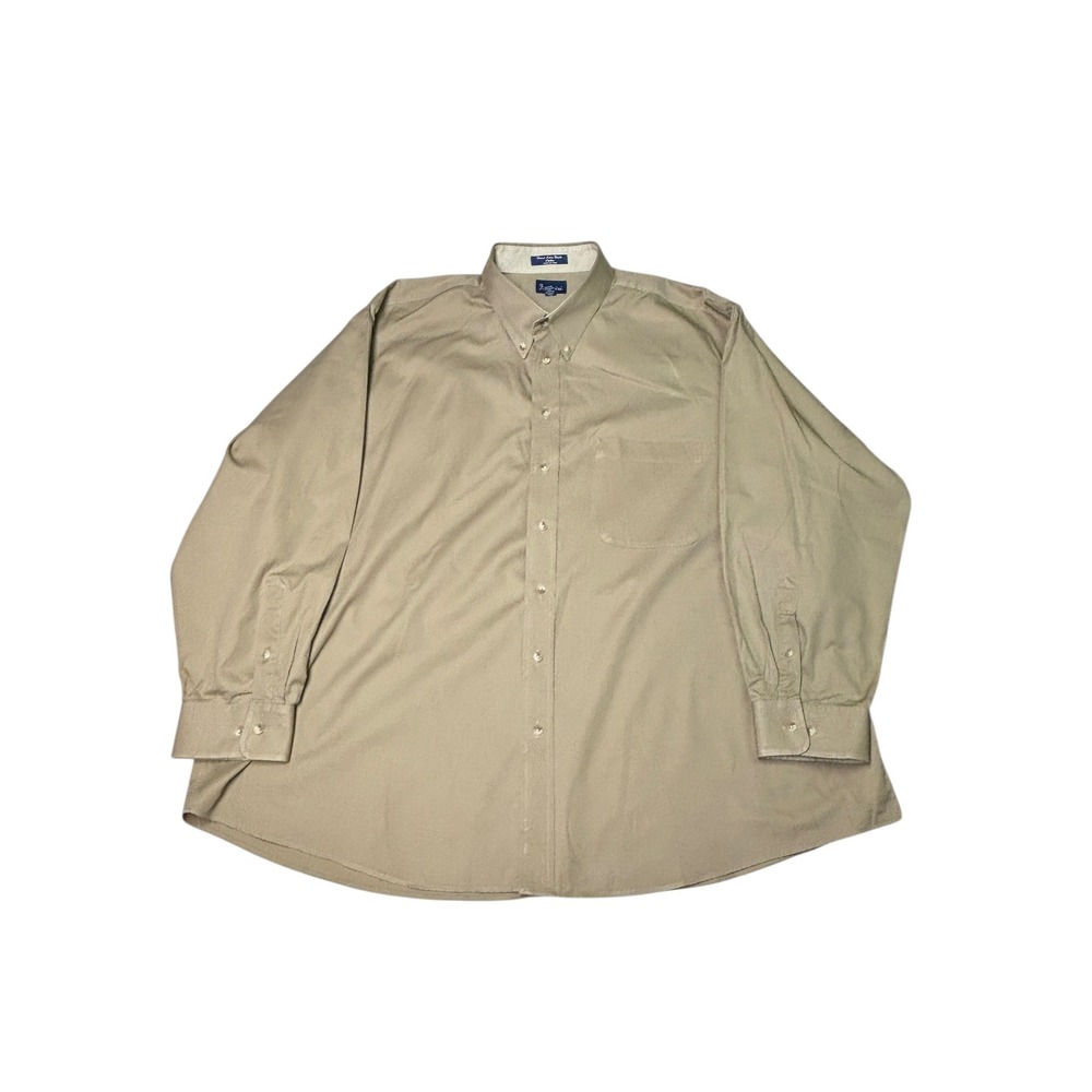 Paul Fredrick Men's 3XL Button Down Shirt Long Sleeve Cotton Beige
